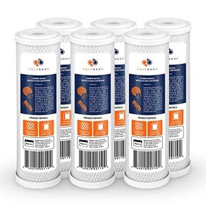 Aquaboon Carbon Water Filter Replacement Cartridge CTO 5 Micron 10 x 2.5" Water Filter for Whole House & Under Sink & Countertop System Compatible with WHEF-WHWC, WHKF-WHWC, WFPFC8002, FXWTC, 6-PACK