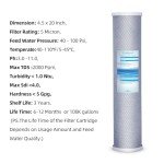 Geekpure 20-Inch Carbon Block Water Filter Cartridge