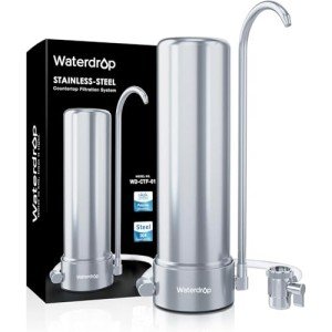 Waterdrop Countertop Water Filter, NSF/ANSI 42&372 Certified,5-Stage Stainless Steel Faucet Water Filter for 8000 Gallons, Reduces Heavy Metals, Bad Odor and 99% Chlorine,WD-CTF-01(1 Filter Included)
