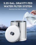 CO-Z Gravity-Fed Water Filter System, 2.25 Gallons Countertop Water Filtration System, 304 Stainless Steel Gravity Water Purifier with 2 Carbon Filters & Water Spigot, NSF/ANSI 42 Certification