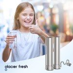 GLACIER FRESH Countertop Filter System, Stainless Steel Countertop Filter, Double Filtration with a Carbon Rod and PP Cotton Filter Element, 8000 Gallons Faucet Water Filter (2 Filter Included)