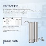 GLACIER FRESH Countertop Filter System, Stainless Steel Countertop Filter, Double Filtration with a Carbon Rod and PP Cotton Filter Element, 8000 Gallons Faucet Water Filter (2 Filter Included)