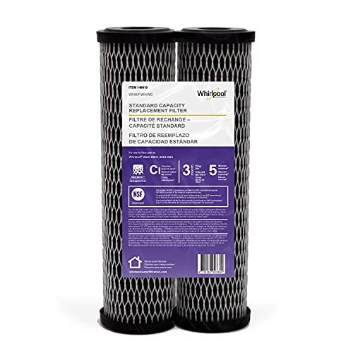 Whirlpool 5-Micron CTO Replacement Water Filter WHKF-WHWC, 10 x 2.5 inch Carbon Wrap Cartridge Reduces Chlorine Taste & Odor, NSF Certified for Whole House Sediment and Drinking Filtration System