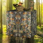 Emsiok Four-Sided Hunting Tree Stand Blinds Kit, 142" x 35" Treestand Camo Blind Cover Universal 2 Man Ladder Stand Blind Camouflage Stand Accessories with Zipper Pockage Storage Bag for Deer Hunting