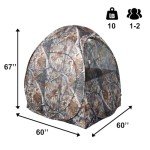 THUNDERBAY Run & Gun 60" x 60" 1-2 Pereson Pop-Up Ground Blind, 4-Panel Spring Steel Hunting Bilnd for Deer, Turkey Duck Hunting, Bow Hunting, JX Forest Camo