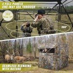 TYRSEN Hunting Blind 360°See Through Ground Blind Full Open Door Deer Blind Camouflage 2-3Person Deer Blind with Silent Sliding Windows, Portable Hunting Tent for Deer Hunting
