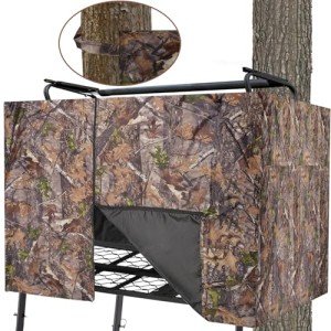 Hunting Tree Stand Blind Cover - 110'' X 40'' Big 2-3 Person Treestand Camo Blind Cover, Universal Camouflage Ground Blind with Quiet Zipper, Outdoor Hunting Gear Accessories for Deer Turkey