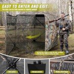 TYRSEN Hunting Blind 360°See Through Ground Blind Full Open Door Deer Blind Camouflage 2-3Person Deer Blind with Silent Sliding Windows, Portable Hunting Tent for Deer Hunting