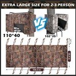 Hunting Tree Stand Blind Cover - 110'' X 40'' Big 2-3 Person Treestand Camo Blind Cover, Universal Camouflage Ground Blind with Quiet Zipper, Outdoor Hunting Gear Accessories for Deer Turkey