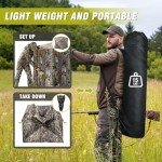 TYRSEN Hunting Blind 360°See Through Ground Blind Full Open Door Deer Blind Camouflage 2-3Person Deer Blind with Silent Sliding Windows, Portable Hunting Tent for Deer Hunting