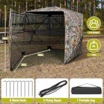 TYRSEN Hunting Blind 360°See Through Ground Blind Full Open Door Deer Blind Camouflage 2-3Person Deer Blind with Silent Sliding Windows, Portable Hunting Tent for Deer Hunting