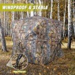 TYRSEN Hunting Blind 360°See Through Ground Blind Full Open Door Deer Blind Camouflage 2-3Person Deer Blind with Silent Sliding Windows, Portable Hunting Tent for Deer Hunting