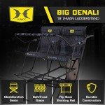 Hawk Big Denali 2 Man Climbing Tree Stand, 18 Foot Deer Hunting Ladderstand with Kick Out Footrests and Extra Large MeshComfort Seats