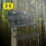 Hawk Big Denali 2 Man Climbing Tree Stand, 18 Foot Deer Hunting Ladderstand with Kick Out Footrests and Extra Large MeshComfort Seats