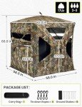 TIDEWE Hunting Blind 270°See Through with Silent Magnetic Door & Sliding Windows, 2-3 Person Pop Up Ground Blind with Carrying Bag, 300D Portable Resilient Hunting Tent for Deer Hunting(Camouflage)