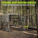 Rhino Valley Hunting Blind 360° See Through, 3-4 Person Pop Up Ground Blinds with Carrying Bag, Portable Resilient Hunting Tent with Silent Magnetic Door & Sliding Windows for Deer Turkey Hunting