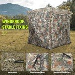 Rhino Valley Hunting Blind 360° See Through, 3-4 Person Pop Up Ground Blinds with Carrying Bag, Portable Resilient Hunting Tent with Silent Magnetic Door & Sliding Windows for Deer Turkey Hunting