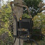 Muddy 20" Tall Tree Stand, Single Steel Ladder with Adjustable Padded Shooting Rail and Flip-back Footrest, for Big Game & Hunting, Black, 1 Pack