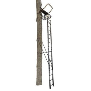 Muddy 20" Tall Tree Stand, Single Steel Ladder with Adjustable Padded Shooting Rail and Flip-back Footrest, for Big Game & Hunting, Black, 1 Pack