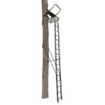 Muddy 20" Tall Tree Stand, Single Steel Ladder with Adjustable Padded Shooting Rail and Flip-back Footrest, for Big Game & Hunting, Black, 1 Pack