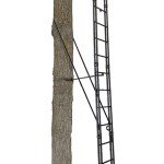 Muddy 20" Tall Tree Stand, Single Steel Ladder with Adjustable Padded Shooting Rail and Flip-back Footrest, for Big Game & Hunting, Black, 1 Pack