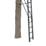 Muddy 20" Tall Tree Stand, Single Steel Ladder with Adjustable Padded Shooting Rail and Flip-back Footrest, for Big Game & Hunting, Black, 1 Pack