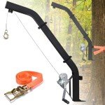 Tree Mounted Deer Hoist Stand for Hunting, 500LBS Capacity Deer Stand with Manual Winch, 23FT Steel Cable Heavy Duty Deer Hanger for Skinning, Field Dressing, Included Ratchet Strap Lock On Tree Stand