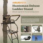 Muddy Deer Hunting Climbing Adjustable Quiet Heavy-Duty Huntsman Deluxe 17 ft 1-Person Ladder Tree Stand, Black