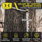Hawk Combat Heavy Duty Hunting Tree Stand with Full Body Safety Harness, Fold Up Steps and Set of 3 Helium Climbing Sticks, Black