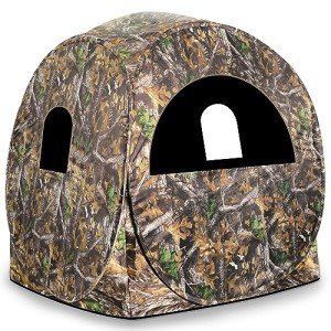 MOFEEZ Hunting Blind, 270°View with Silent Zipper Windows 1-2 Pereson Ground Deer Blind Pop Up Tent with Portable Bag and Tent Stakes (Camo, 60 "Lx60 Wx64 H) Single Blind