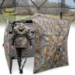 TYRSEN Hunting Blind 360°See Through Ground Blind Full Open Door Deer Blind Camouflage 2-3Person Deer Blind with Silent Sliding Windows, Portable Hunting Tent for Deer Hunting