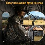 MOFEEZ Hunting Blind, 270°View with Silent Zipper Windows 1-2 Pereson Ground Deer Blind Pop Up Tent with Portable Bag and Tent Stakes (Camo, 60 "Lx60 Wx64 H) Single Blind