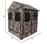 BACKYARD EXPRESSIONS PATIO · HOME · GARDEN Deluxe Steel Frame True Timber® Camo 3 or 4 Person Hunting Ground Blind - (8) Shoot Through Mesh Windows and Anchoring System Included