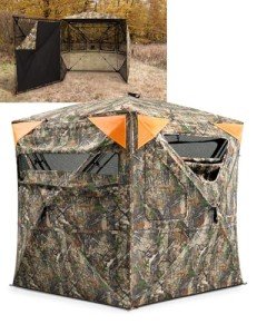 TIDEWE Hunting Blind, 360°Silent See Through Blind with Swing Door, 2-3 Person 300D Pop Up Ground Blind with Detachable Blackout Panel & Carrying Bag, Portable Resilient Hunting Tent for Deer Hunt