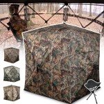 ShedOFF Hunting Blind 1-3 Person with Portable Hunting Chair, 270 Degree See Through Pop up Ground Blinds for Deer Turkey Duck Hunting, Bow Hunting Adjust Windows with Silent Zipper(CAMO BrownTree)