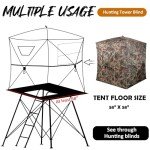 ShedOFF Hunting Blind 1-3 Person with Portable Hunting Chair, 270 Degree See Through Pop up Ground Blinds for Deer Turkey Duck Hunting, Bow Hunting Adjust Windows with Silent Zipper(CAMO BrownTree)