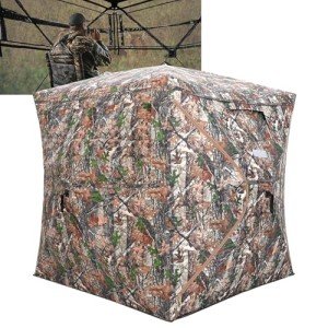 ITEFDTUTNE Portable Hunting Blind 270° See Through with Carrying Bag, 2-3 Person Pop Up Ground Blinds with Silent Magnetic Door & Sliding Windows, Resilience Hunting Tent for Deer & Turkey Hunting
