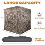 ShedOFF Hunting Blind 1-3 Person with Portable Hunting Chair, 270 Degree See Through Pop up Ground Blinds for Deer Turkey Duck Hunting, Bow Hunting Adjust Windows with Silent Zipper(CAMO BrownTree)