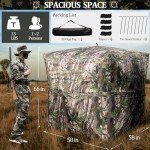 Niqwet Pop-Up Hunting Blind, Portable 270°See Through Camouflage Ground Blind, 2-3 Person,Silent Double-Zipper Door Durable Tent for Deer & Turkey Hunting with Carrying Bag