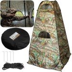 RunNico Hunting Blind Tent, 75''x47''x47'' Higher 1-Person Ground Blind Tent with Around Zipper Windows, Portable Hunter Camouflage Tent for Outdoor Ground Deer Hunting