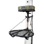 Hawk COMBAT Durable Compact Steel Tree Stand with 21 by 27 Inch Platform, Adjustable Seat and Full Body Safety Harness for Outdoor Hunting
