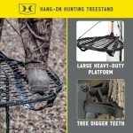 Hawk COMBAT Durable Compact Steel Tree Stand with 21 by 27 Inch Platform, Adjustable Seat and Full Body Safety Harness for Outdoor Hunting