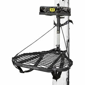 Hawk Mega Combat Hang On Tree Stand, Deer Stand with 24 x 30" Saddle Hunting Platform, Memory Foam Seat, & Safety Harness System