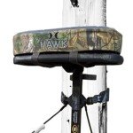 Hawk COMBAT Durable Compact Steel Tree Stand with 21 by 27 Inch Platform, Adjustable Seat and Full Body Safety Harness for Outdoor Hunting