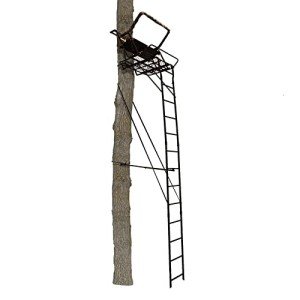 Muddy Partner Ladder Stand - 17' Height Durable Weather-Resistant Outdoor Hunting 2 Person Tree Stand with Extra Large Flex-Tek Seats & 40" W x 33" D Foot Platform, 500 Pound Maximum Capacity