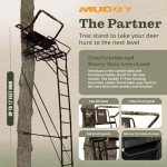 Muddy Partner Ladder Stand - 17' Height Durable Weather-Resistant Outdoor Hunting 2 Person Tree Stand with Extra Large Flex-Tek Seats & 40" W x 33" D Foot Platform, 500 Pound Maximum Capacity