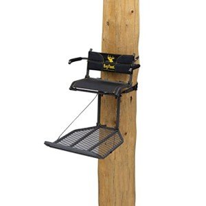 Rivers Edge RE556, Big Foot TearTuff XL Lounger, Lever-Action Hang-On Tree Stand with TearTuff Flip-up Mesh Seat, Oversized 37.5” x 24” Platform, Arm/Foot/Back Rests, Black