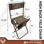 Black Sierra Portable Hunting Stool with Backrest
