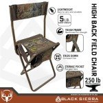 Black Sierra Portable Hunting Stool with Backrest