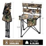 Extra Large Folding Tripod Hunting Chair with Backrest